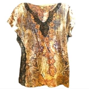 4X HOST PICK 😊 Vintage Beads Lace Floral Colorful Petite Blouse